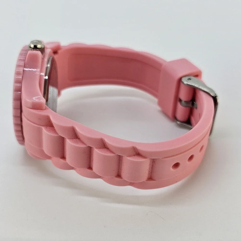 Women's Watch 36MM White Pink Dial Pink Plastic Bands NEW Battery